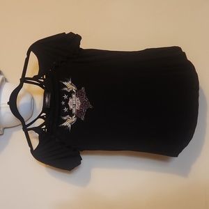 Harley-Davidson Shirt, Black with Design, ladies, XS